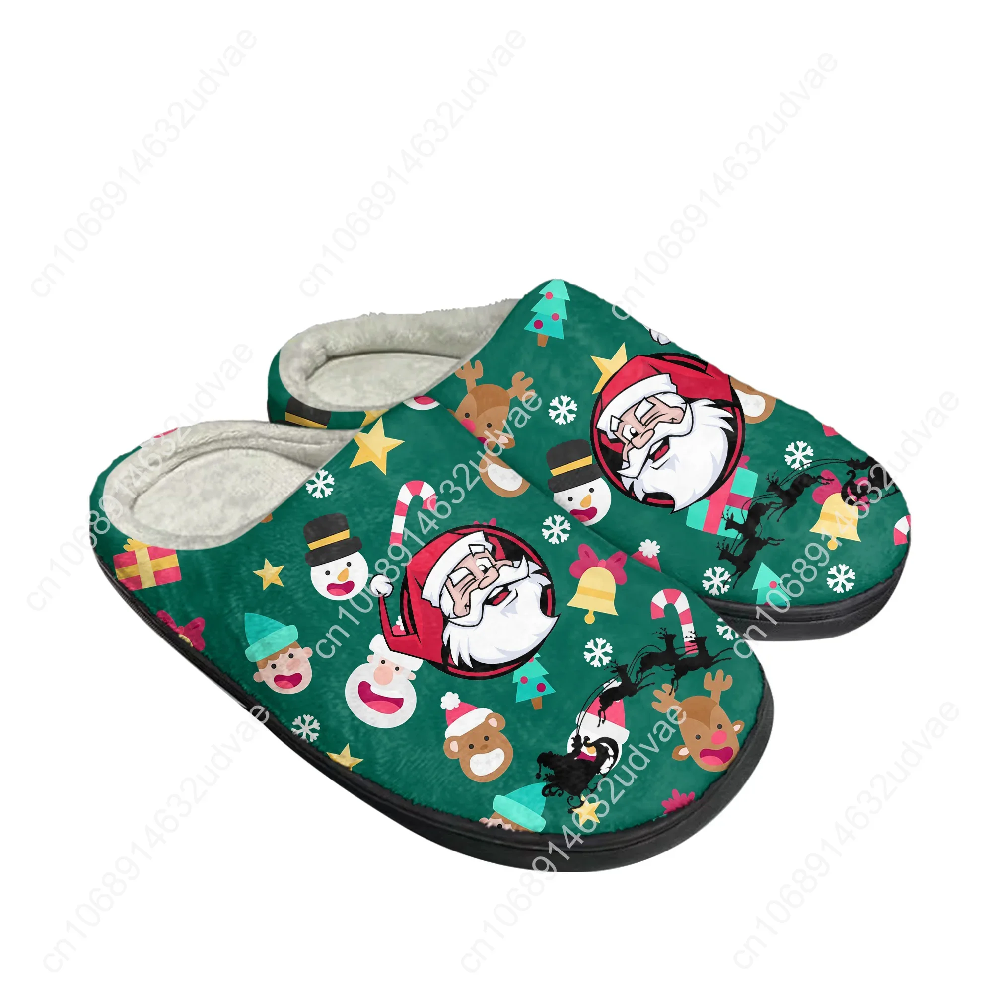 Christmas Santa Claus Snowflakes Home Cotton Shoes High Quality Men Women Youth Boy Girl Plush Bedroom Warm Shoe Custom Slipper