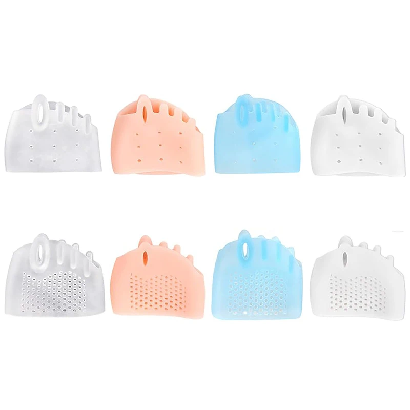 4 Pairs 5 Holes Front Cushion Bunion Footbeds Honeycomb Toe Separator Gel Pain Relief Insoles Calluses Blisters Prevention Corns