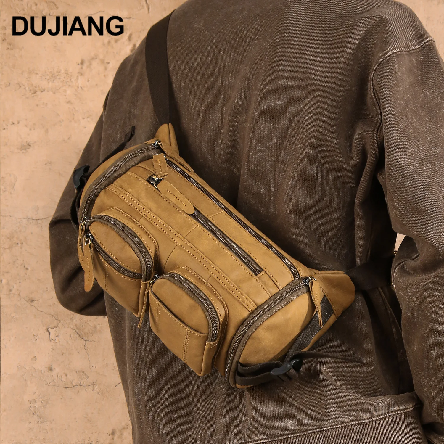 

Высококачественная мужская нагрудная сумка из натуральной кожи, ретро-стиль, большая вместимость, много карманов, для поездок и путешествий, сумка через плечо.