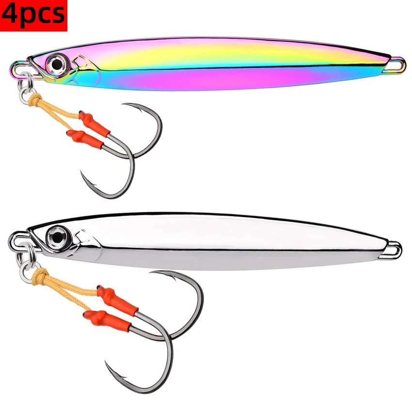 

4pcs Japen Metal Cast Jig Spoon 60g 80g 100g Shore Casting Jigging Fish Sea Bass Fishing Lure Mackerel Artificial Bait Tackle