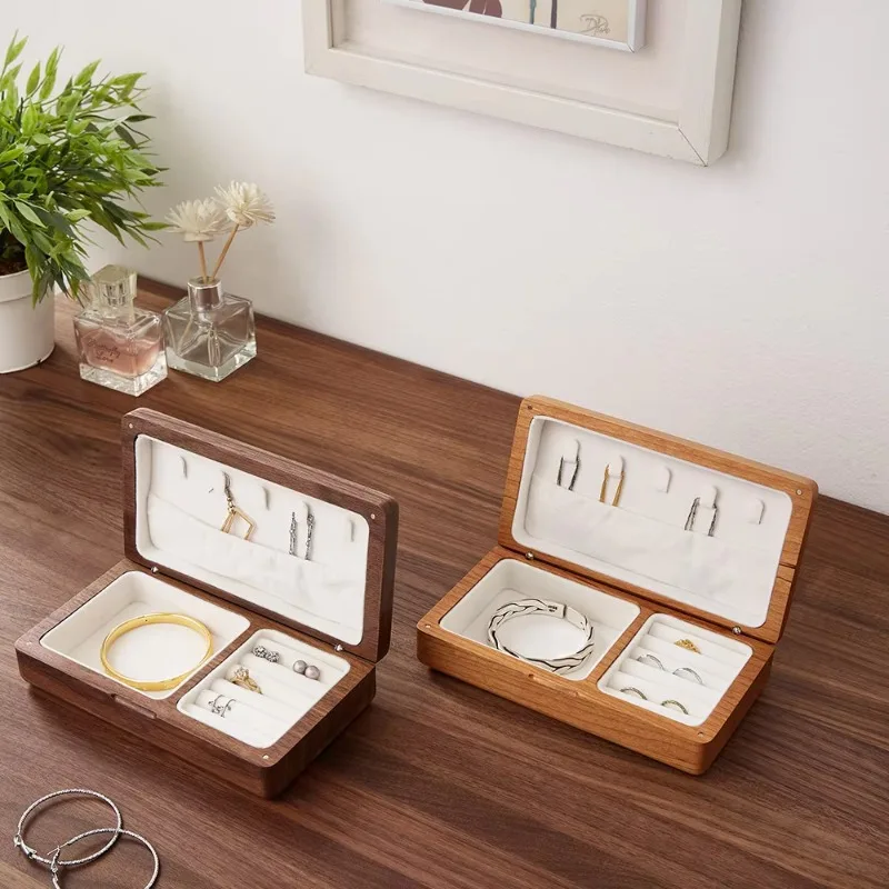 XMSJ Wholesale High-End Light Luxury Rectangle Wooden Jewelry Wooden Box Gift Box Solid Black Walnut Carved Storage Wooden Box G