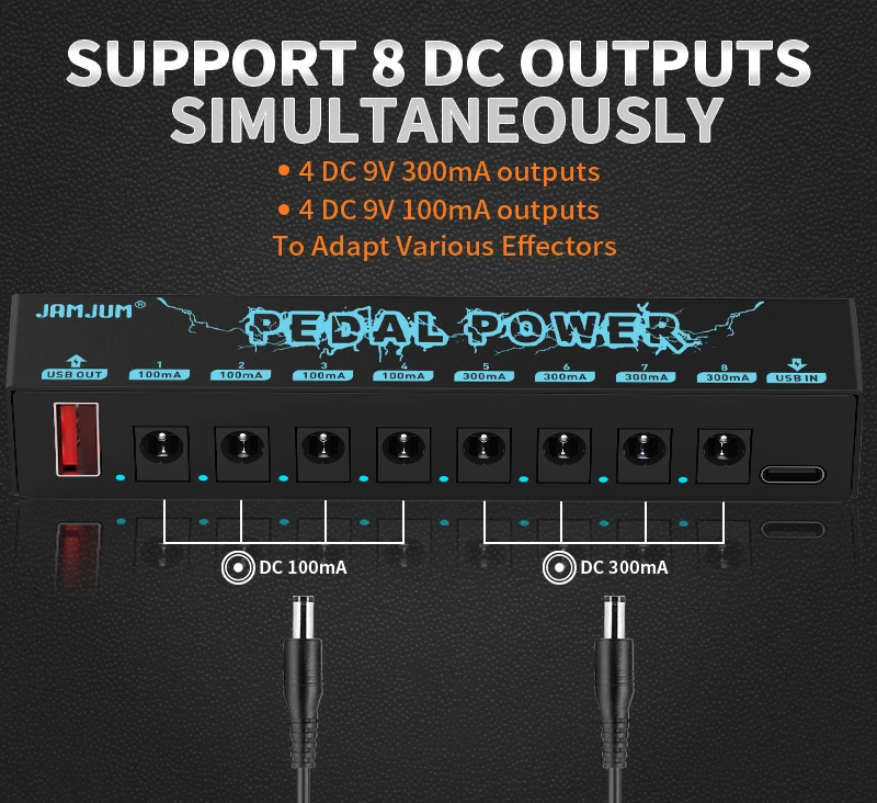 9V Isoliertes Pedal-Netzteil mit Typ-C-Eingang für Gitarreneffekte, 8 Isolierte DC-Ausgänge – Detail 2