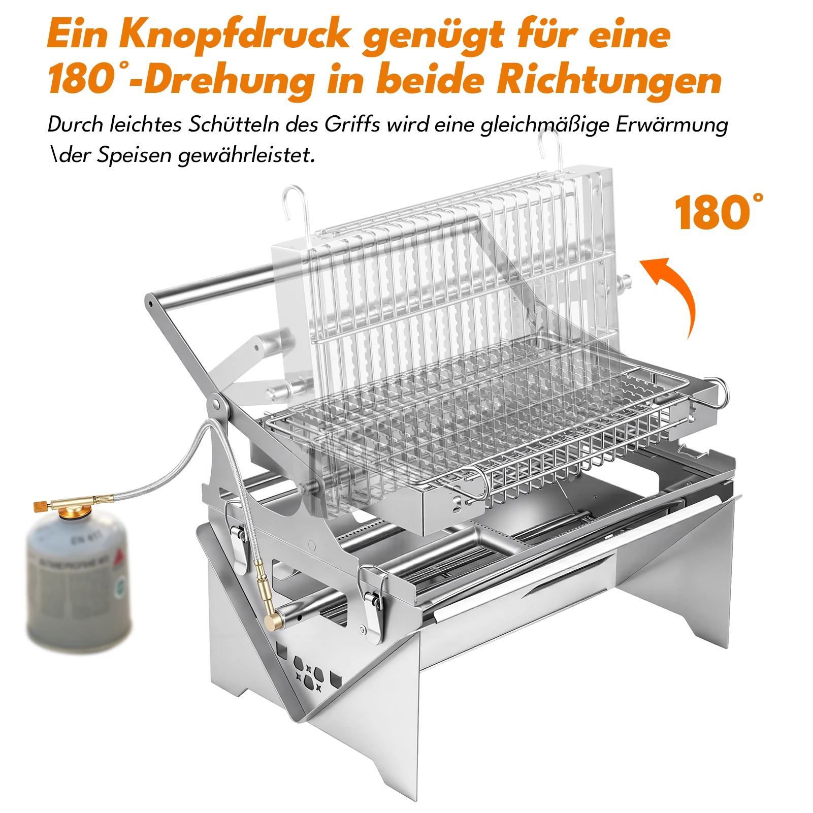 Holzkohlegrill aus Edelstahl – Tragbarer Grill für Outdoor