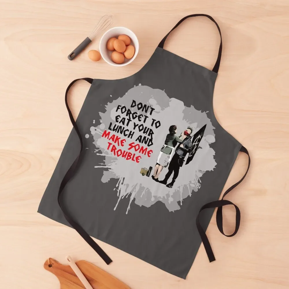 Don't Forget To Eat Your Lunch And Make Some Trouble Apron kindergarten teacher kitchen clothes for men Women's Dress Apron