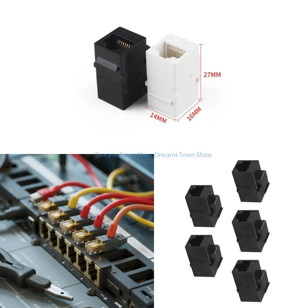 

HX6A 5Pcs RJ45 Cat6 Coupler RJ45 Coupler Female to Female Ethernet Extender Adapter