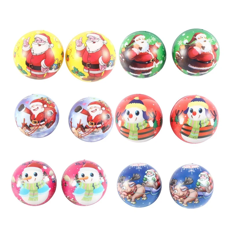 

12Pcs PU Squishy Anti Stress Reliever Toy Doll Santa Claus Snowman Christmas Gift Slow Rebound Antistress Squeeze Toy 6.3Cm