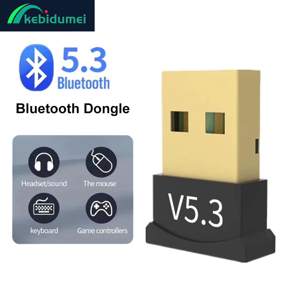 Kebidumei USB Bluetooth 5.3 อะแดปเตอร์บลูทูธ 5.1 เสียง Bluetooth Dongle เครื่องส่งสัญญาณอะแดปเตอร์ USB ไร้สายสําหรับ PC แล็ปท็อป