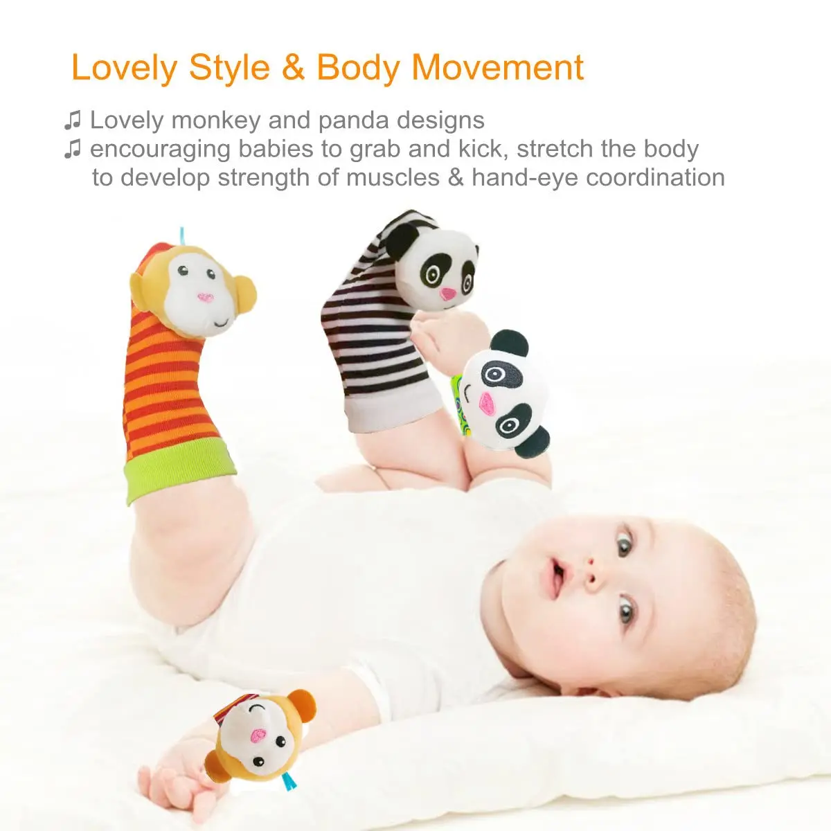 Baby Rattle Toys Cute Stuffed Animals Wrist Rattle Foot Finder Socks 0~24 Months for Newborn Infant Babies Boy Girl Bebe  Gift