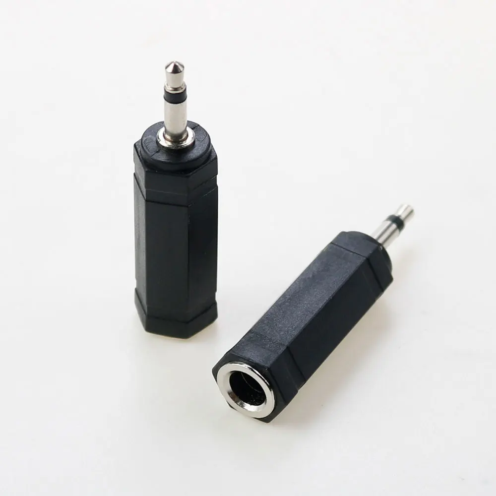 Dual Channel Stereo Jack Plug Adapter, Adaptador de conversor de áudio, 2 Pole Mono, 3 Pole, 3.5mm, fêmea para 6.35mm