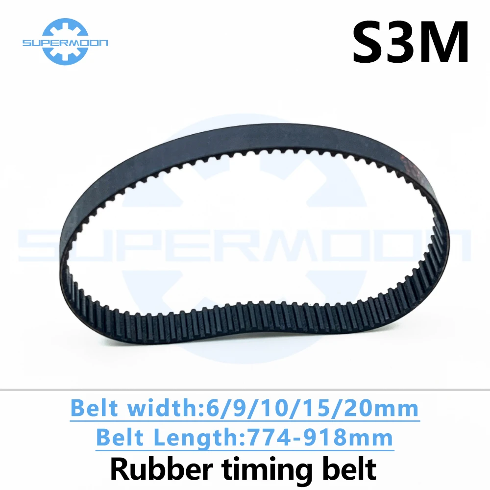 

S3M Timing Belt Length 774 780 783 804 810 819 828 840 846 852 879 882 888 894 900 909 918mm Width 6-20mm Closed-Loop Drive Belt