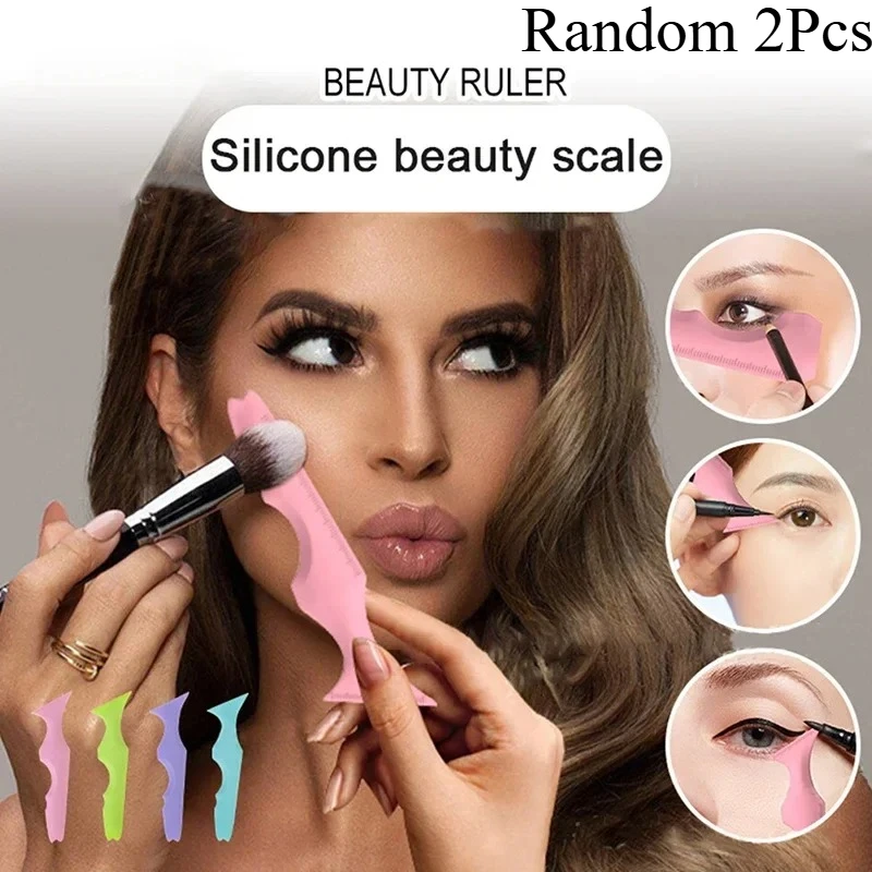 1Pc Multi-Angle Reusable Silicone Eyeliner Stencil Tool - Beauty Ruler & Eyeliner Applicator Aid Suitable For Beginners/Professi