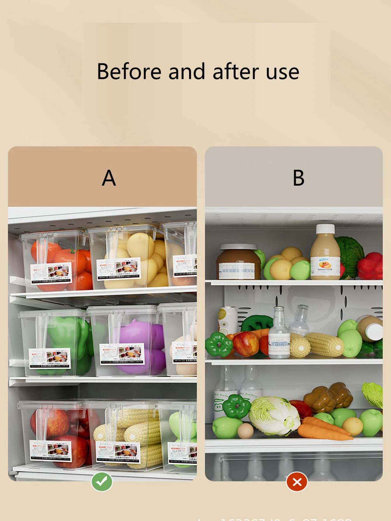 1 transparent large refrigerator storage box sealed crisper box Kitchen fruit and vegetable storage box