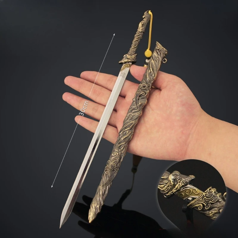 11.81in Film En TV Perifere Tian Di Xuan Huang Zwaard Oude Zwaard Wapen Model Met schede Desktop Collectie Decoratieve