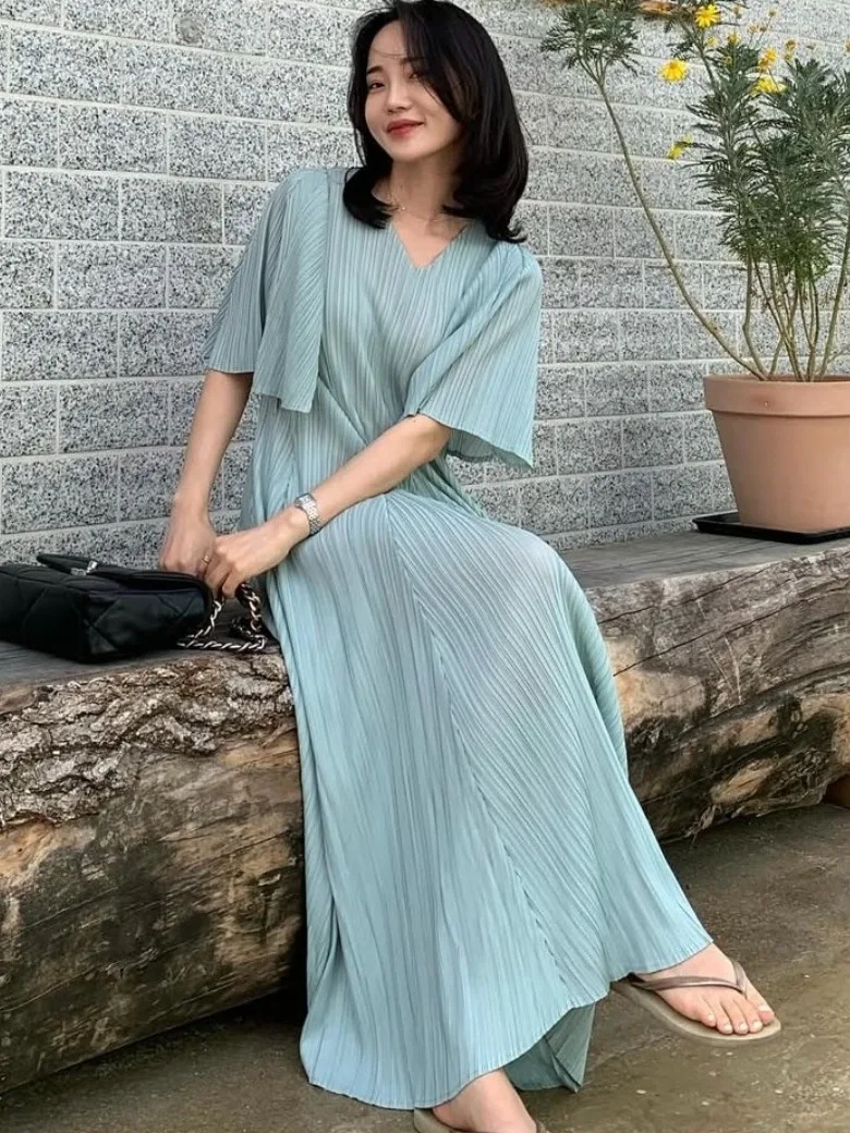 

Ele V-Ne Макси-юбка Dr Женская летняя новая драпированная юбка с тяжелой вышивкой Плавающая юбка для поездок на работу Sle