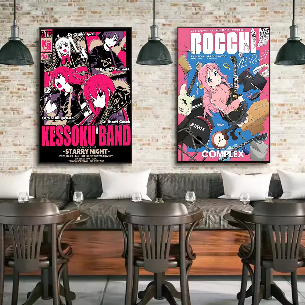 ملصق أنيمي Bocchi The Rock عالي الدقة جدار لاصق مقاوم للماء لغرفة المعيشة المنزلية وغرفة النوم والديكور الجمالي