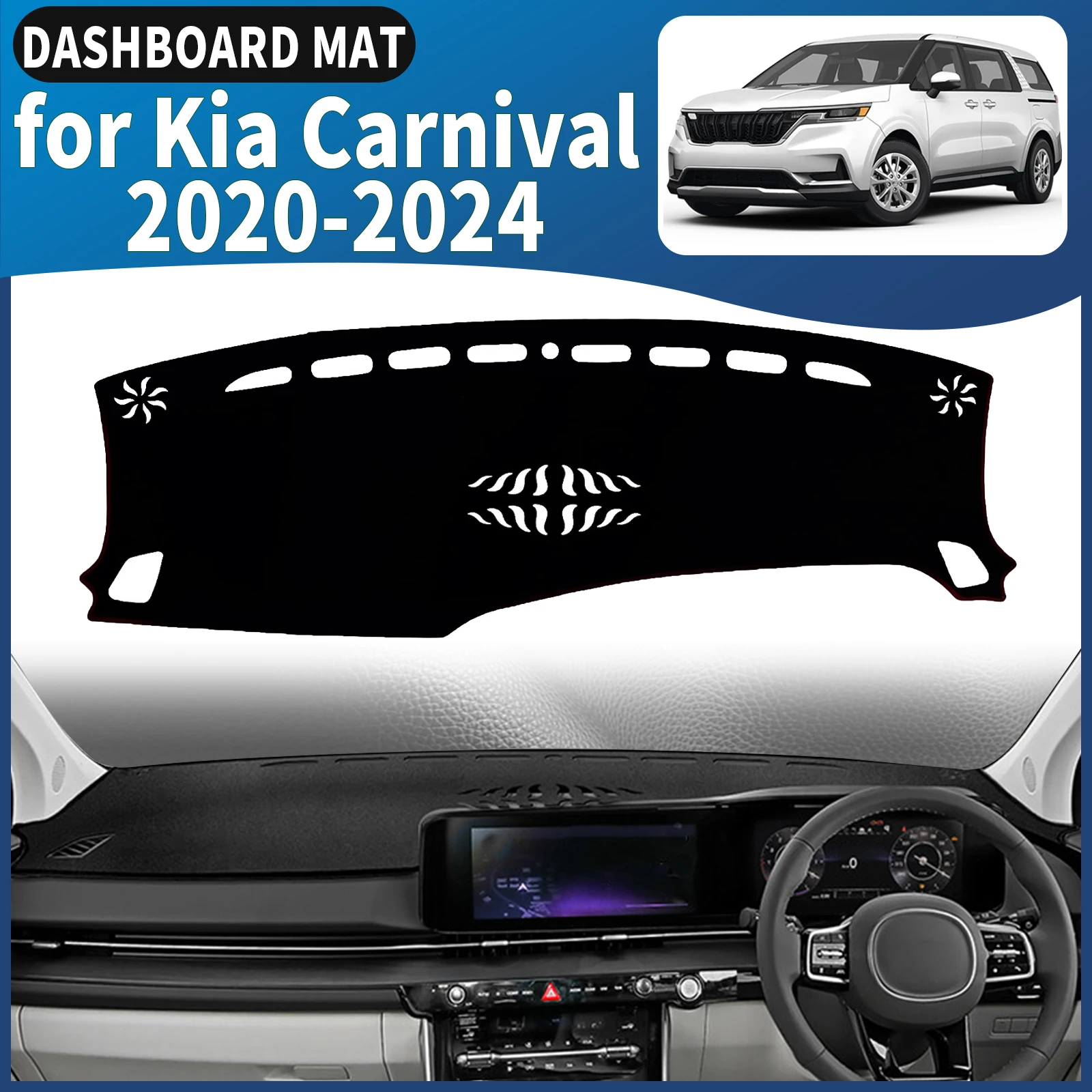 

for Kia Carnival KA4 2020-2022 2023 2024 Dashboard Cover Mat Sunshade Anti‑Slip Dash Carpet Protector Interior Parts Accessories