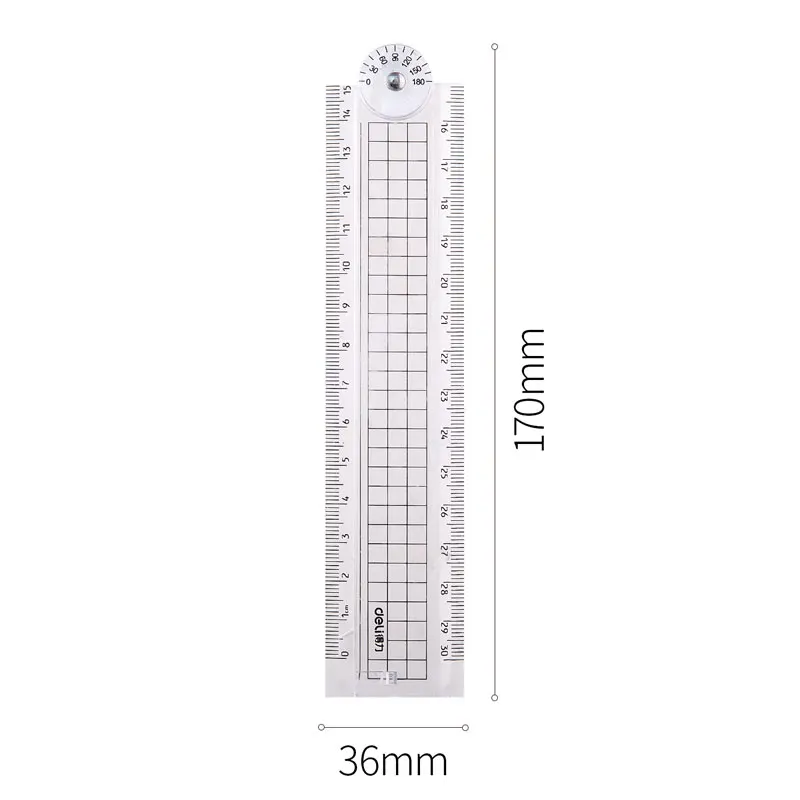 Deli-Regla plegable multifuncional para niños, Regla de medición para dibujar, transportador de geometría, suministros escolares, 30cm