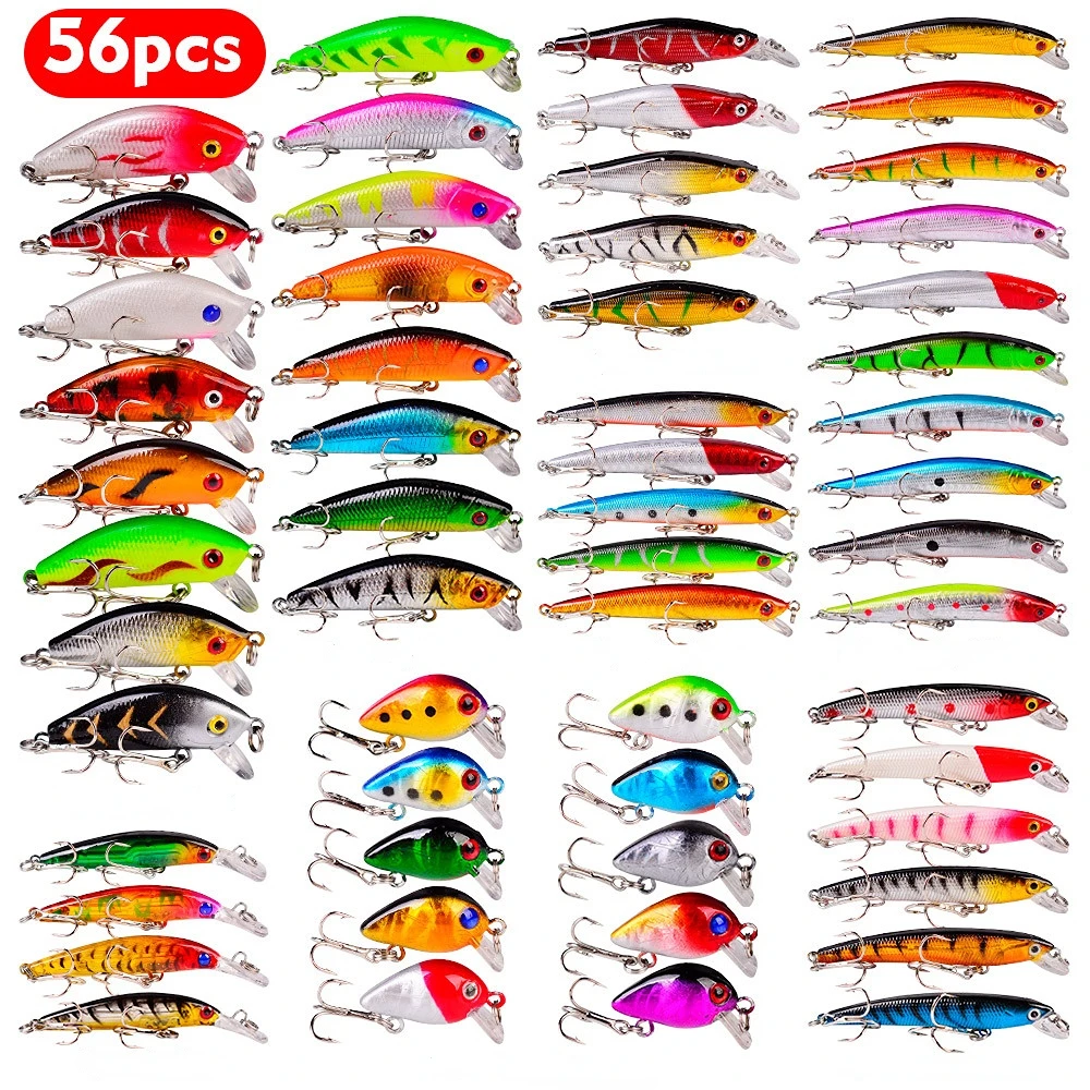 56pcs/lot Fishing Lure Set with Crankbaits and Spinners - Ideal for Carp and Other Fish - Versatile and Effective