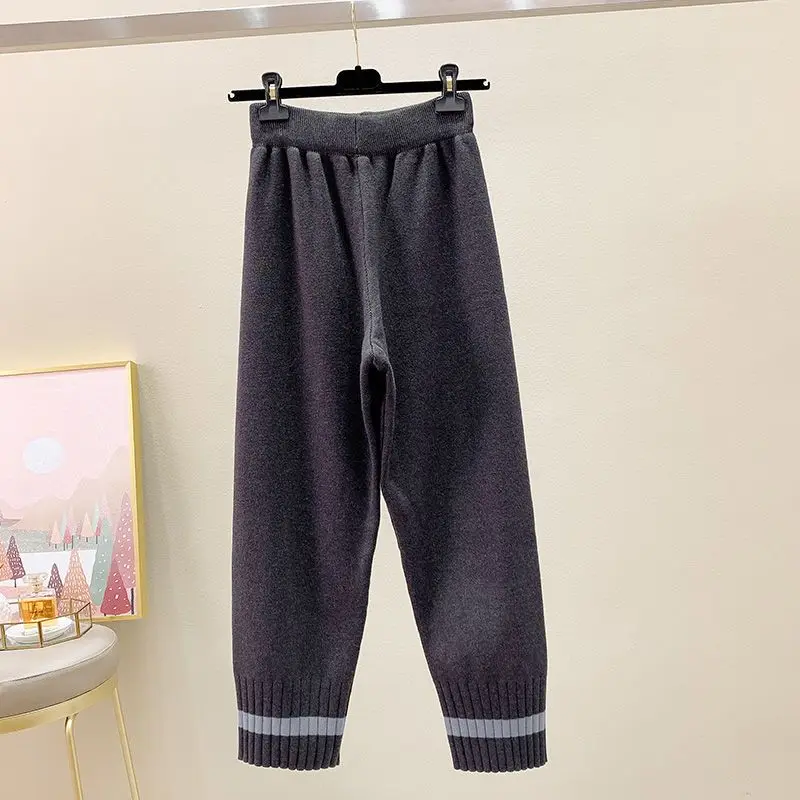 سراويل نسائية فضفاضة غير رسمية جديدة مرنة عالية الخصر واسعة الساق سراويل غير رسمية بطول الكاحل سراويل نسائية لخريف وشتاء 2025 CQ55