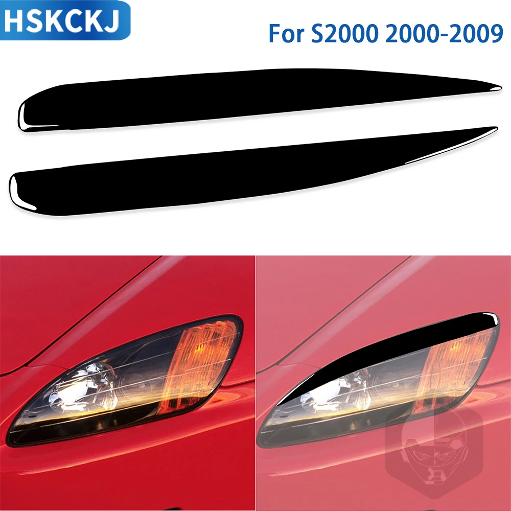 For Honda S2000 2000-2009 Accessories Car Black Plastic Exterior Lamp Eyebrow Trim Sticker Decoration