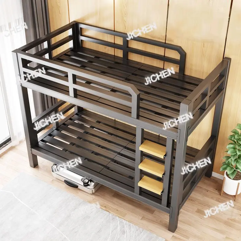 

Высокие и низкие кровати Верхняя и нижняя двухъярусная двухъярусная кровать из кованого железа для взрослых Спальня Общежитие Отель Двухъярусная кровать