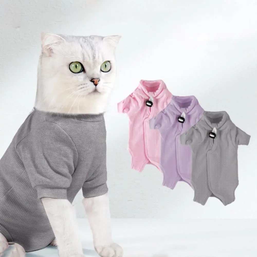 Pet Clothes Breathable Cat Recovery Suit Soft Anti-licking Pet Jumpsuit Elastic Adjustable Cat Suit Vest Help Recovery