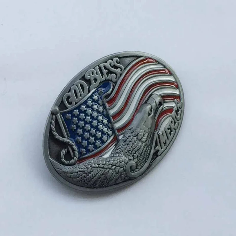 American Flag Silver Eagle Men Belt Buckle SW-HX705 suitable for 4cm wideth snap on belt with continous stock