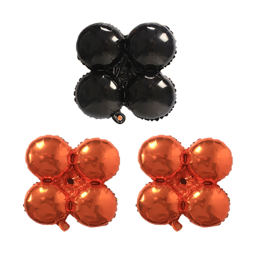 

10Pcs Four Leaf Clover Foil Balloons Halloween Black Orange Party Festival Decoration Backdrop Halloween Balloon