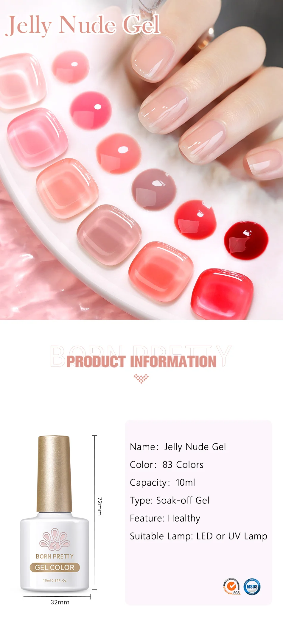BORN PRETTY 10ml Nude Brown Jelly Nagelgel-Lack Herbst Winter Transparentes Soak-Off UV LED Nagelgel für Nagelkunst Salon DIY – Detail 1