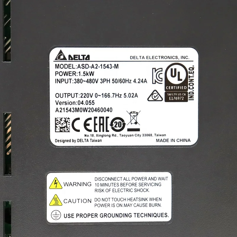 مكبر للصوت 1.5 كيلو وات ASDA21543M محرك وحدة تحكم مؤازرة تيار متردد ASD-A2-1543-M