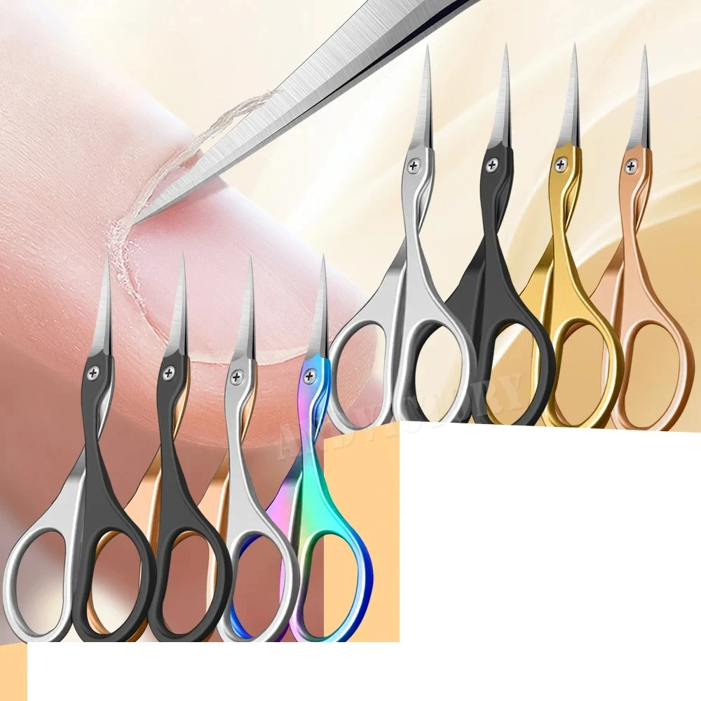 

1Pc Cuticle Scissors Stainless Steel Curved Blade Small Scissors Trimming the Fingernails Eyebrow Eyelash Dry Skin Nail Scissors