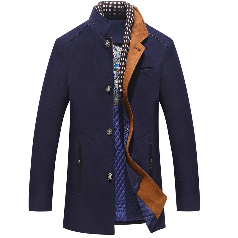 Premium Men's Wool Blend Overcoat with Shawl Collar & Thicker Scarf