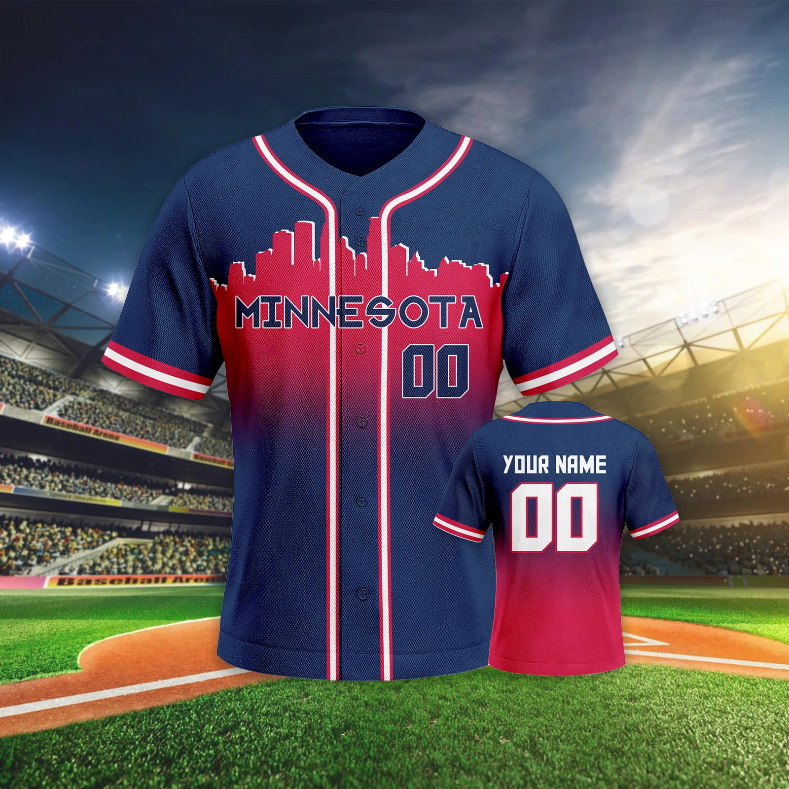 

Custom Minnesota Baseball Jersey Printed Name Number Baseball Shirt Uniform for Men Women Youth Kids Fans City Silhouette Shirt