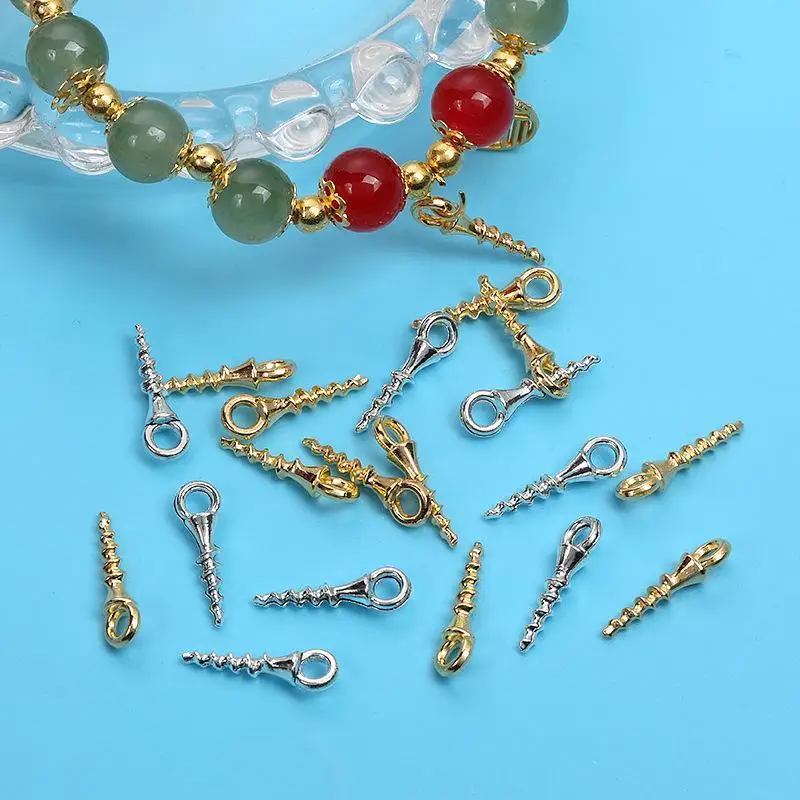 Mini Rustproof Metal Jewelry Bails 100Pcs Screws for DIY Bracelet Necklace Pendant Handmade Jewelry Making