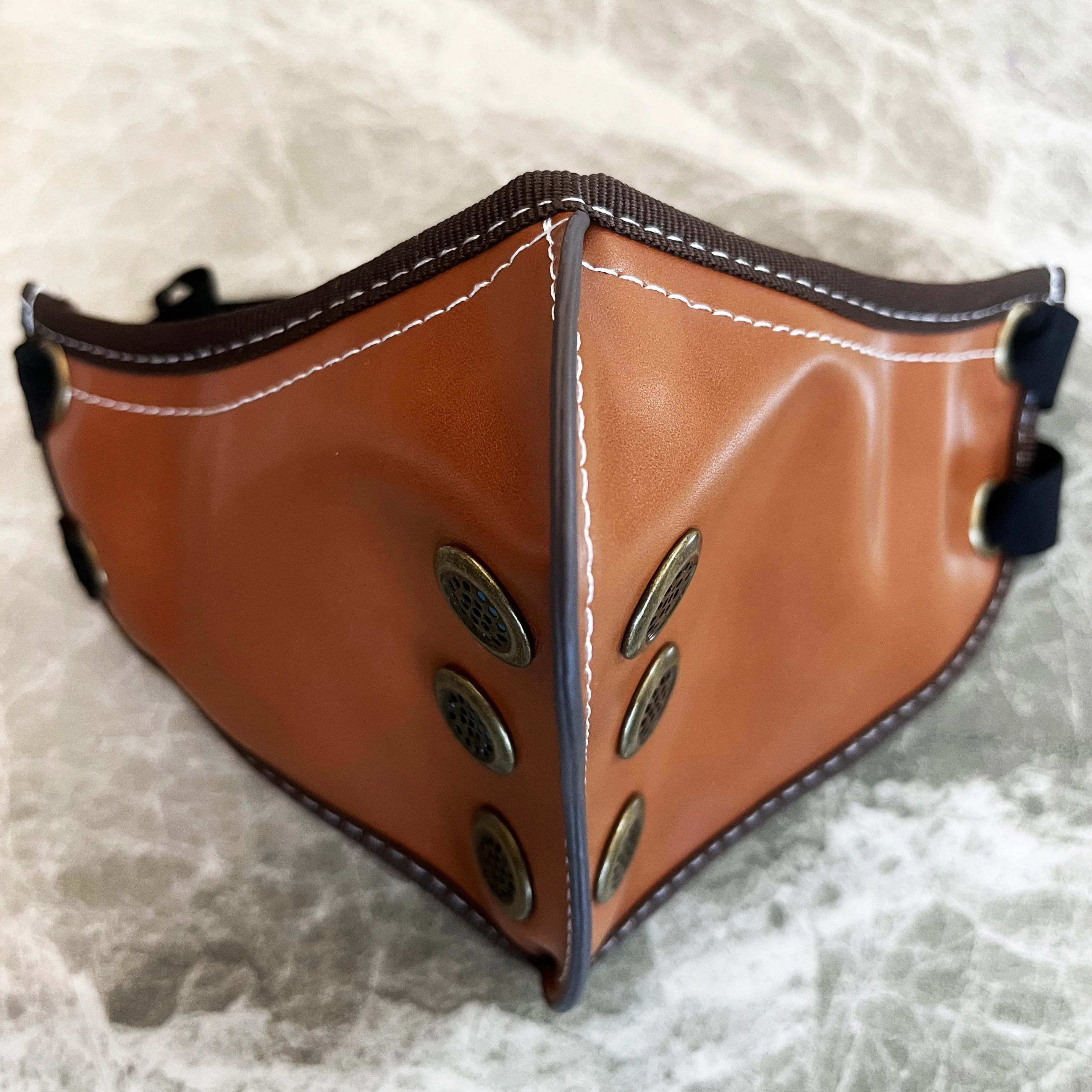 PinePear Retro Fashion Punk Leather Mask Motorcycle Biker Half Face Mask Anti-Dust Sport Masker Face Riding Outdoor Mask