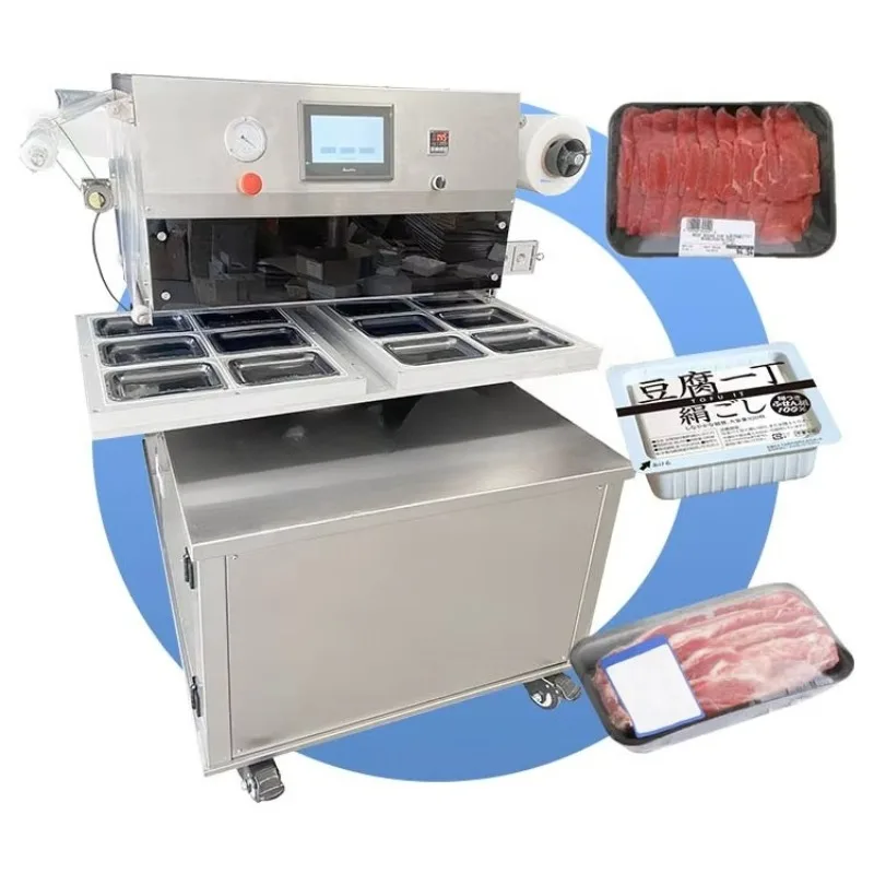 Customized Food Tray Seal Nitrogen Gas Flush Injection Vacuum Sealer Fruit Pack Map Modified Atmosphere Package Machine