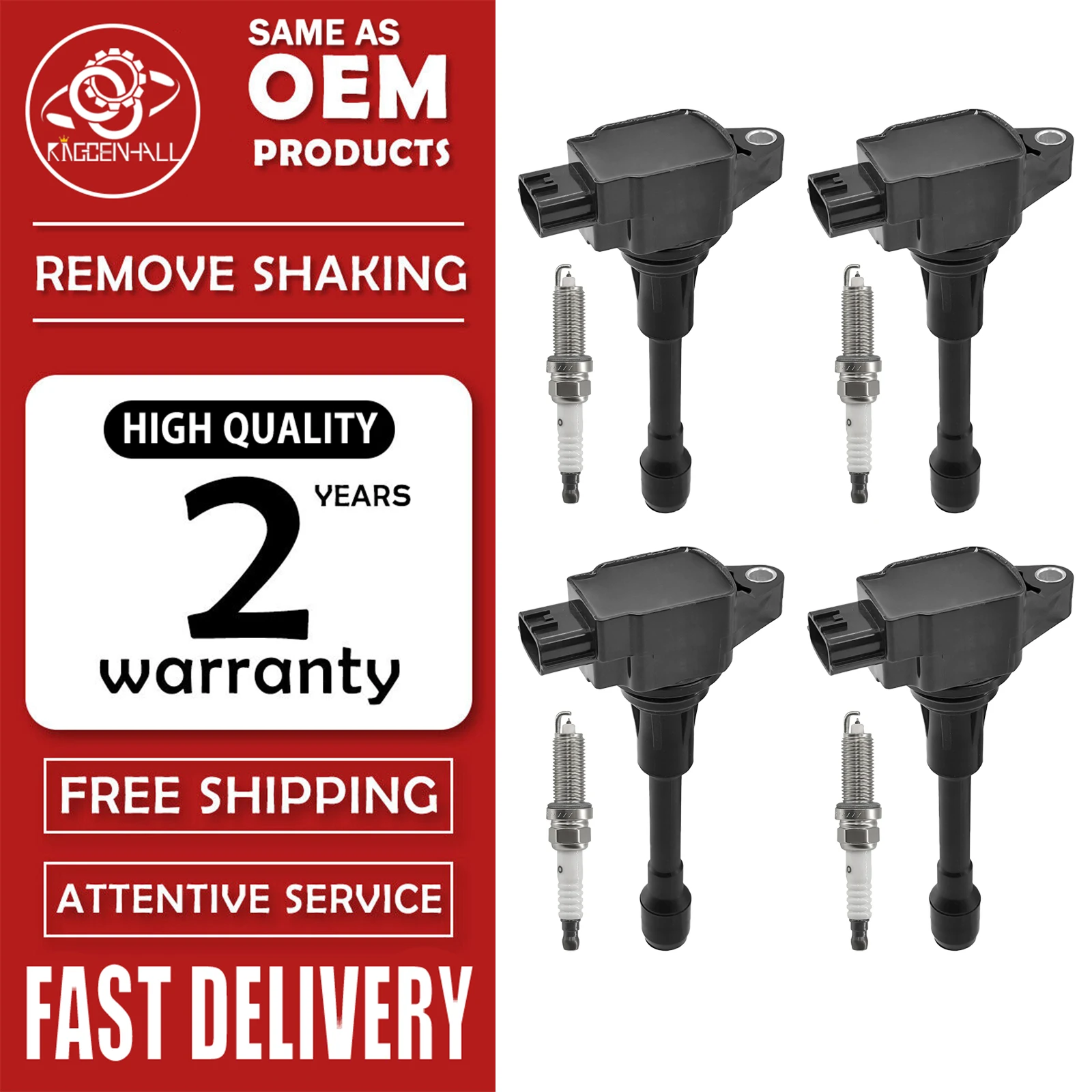 4Pcs Ignition Coil + Iridium Spark Plug For Nissan Altima Cube Rogue Infiniti FX50 uf549 22448ED000 22448JA00A 22448JA00C