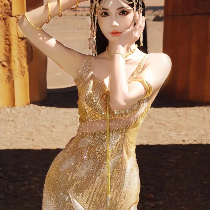 

Heavy industry light gauze evening dress women's headwear travel photo shoot new style clothing