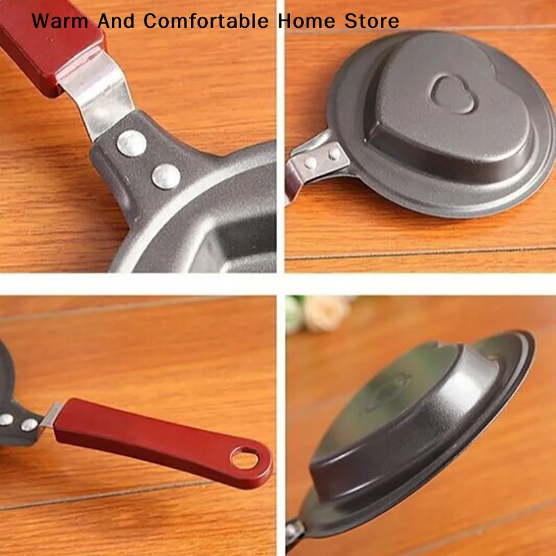 【SE】Nonstick Heart Mini Egg Fry Pan Black Breakfast Pancake Pan Cute Kitchen Cookware for Fast Morning Meal