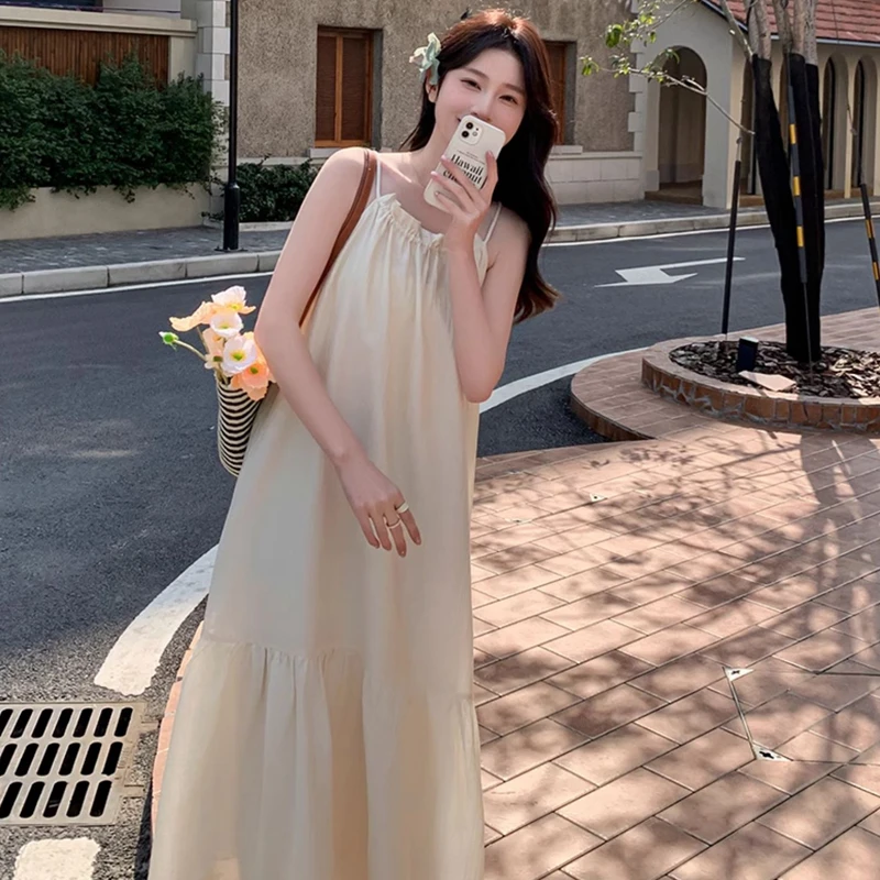 

Lazy French Hanging Neck Dress for Women 2024 New Summer Wood Ear Edge High Grade Hanging Feeling Elegant Sling Dress