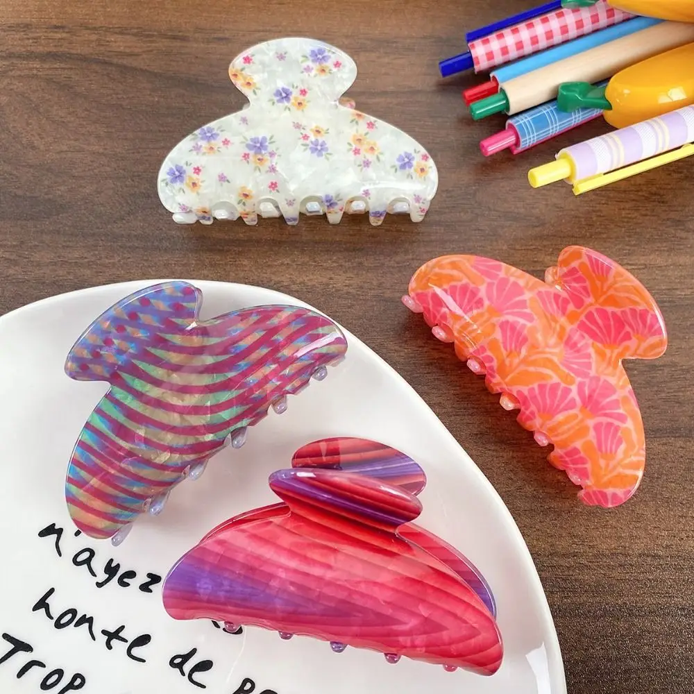 

Colorful Flower Hair Claw Acrylic Korean Style Hair Claw Clip Hair Accessories Headdress Acrylic Shark Clip Back Of Head
