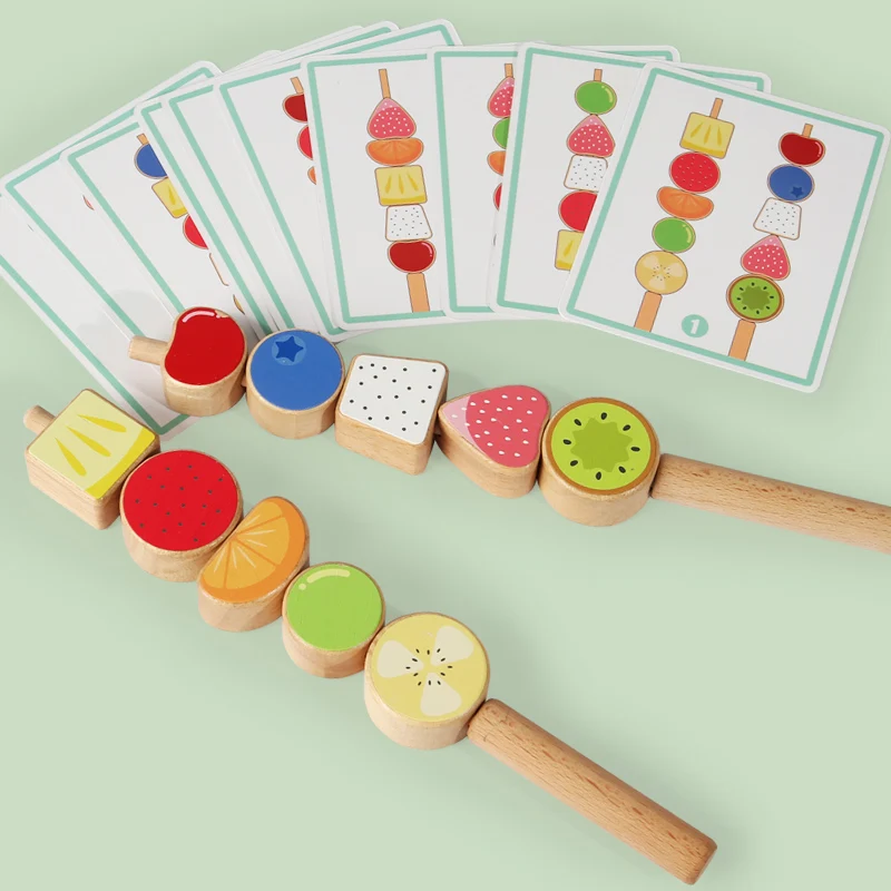 Grânulos de madeira mastery kit lógica jogo pensando treinamento empilhamento blocos cor forma correspondência laço grânulo para meninos meninas natal