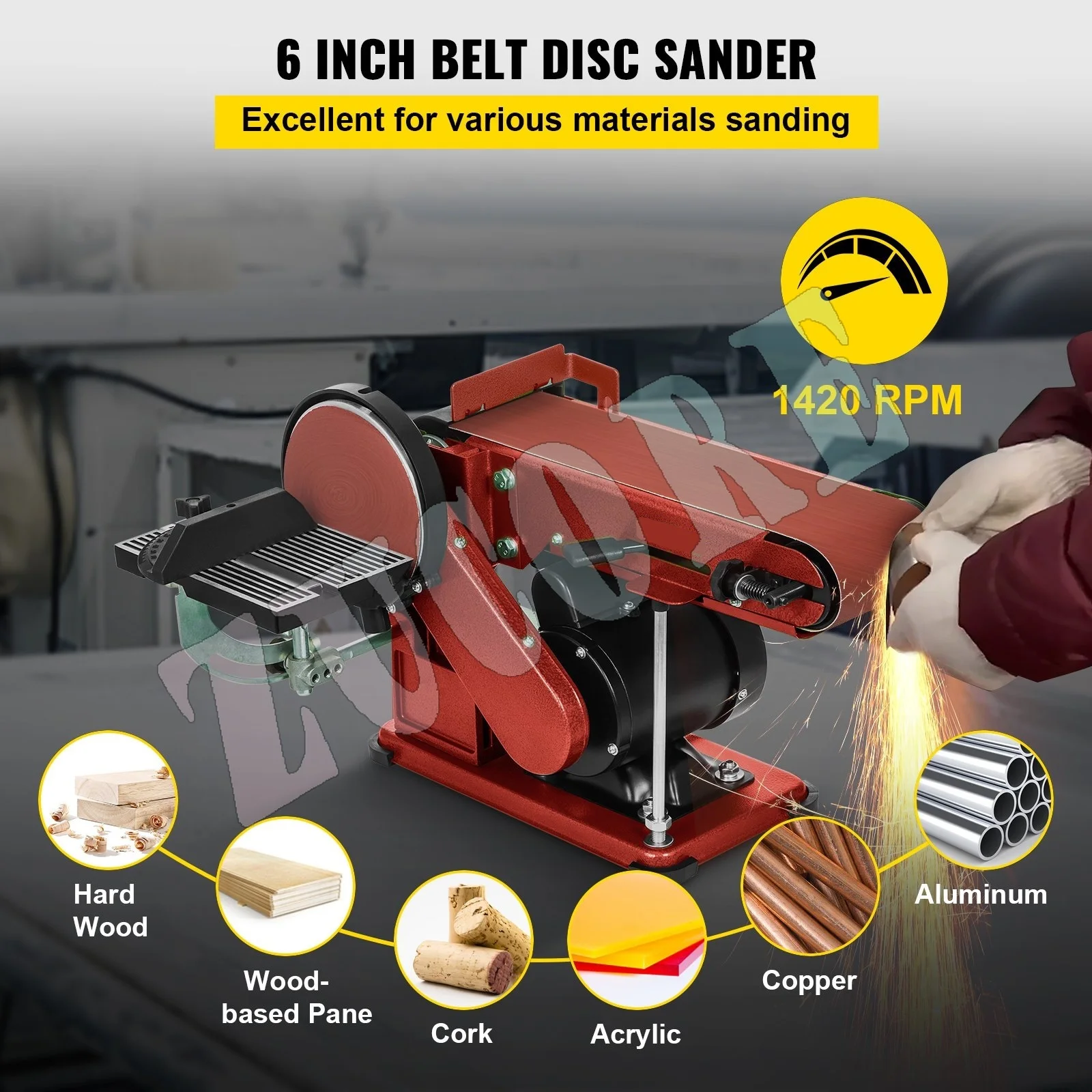 Belt Disc Sander 4x36inch and 6inch Disc, Benchtop Disc Belt Sander 375W Powerful Bench Sander For Woodworking