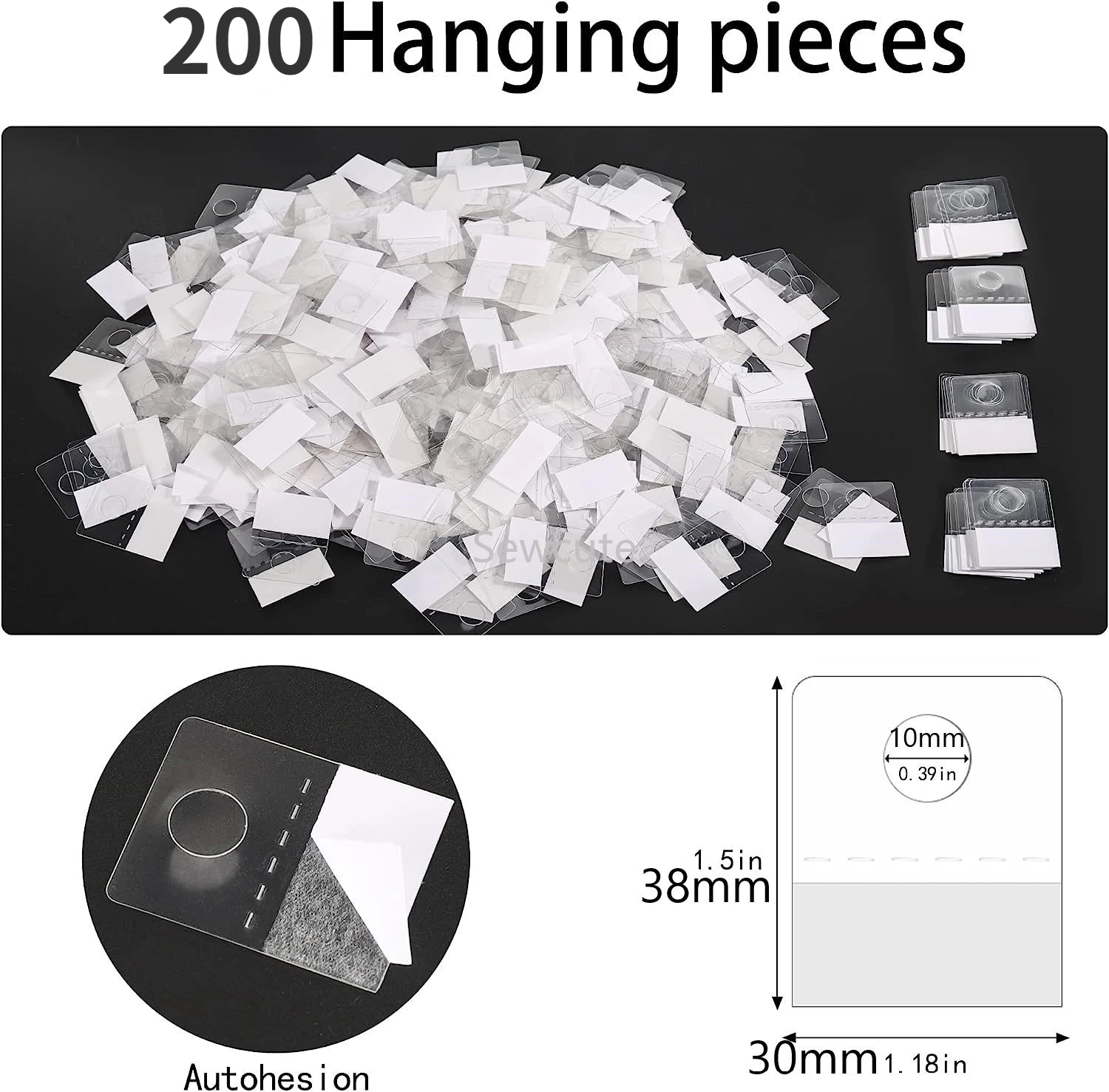 200pcs Hang Tabs Round Hole Hang Tags Reinforcement Self-Adhesive Heavy Duty Display Tags for Hanging Retail Displays