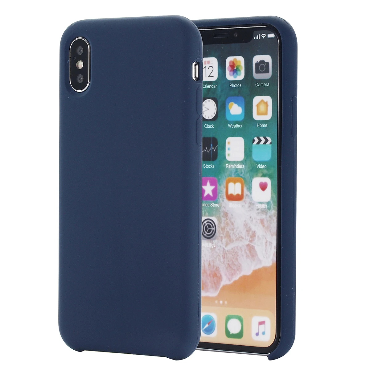 

Edge Wrapped Liquid Silicone Shell Cover Case for iPhone XS Max 6.5 inch - Blue