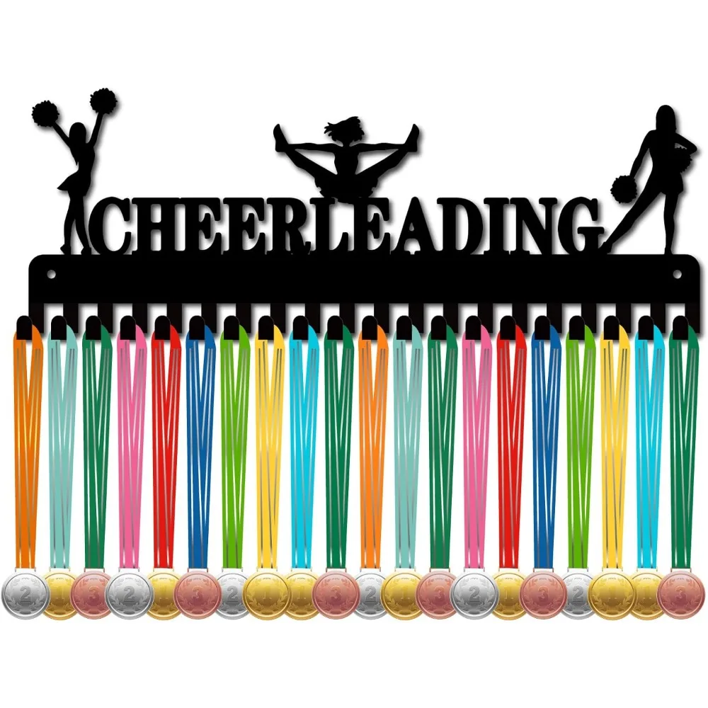 

Cheerleading Medal Holder Iron Medal Rack Wall Mount Race Awards Storage Hanger 20 Hooks Medals Ribbons Hanging Display