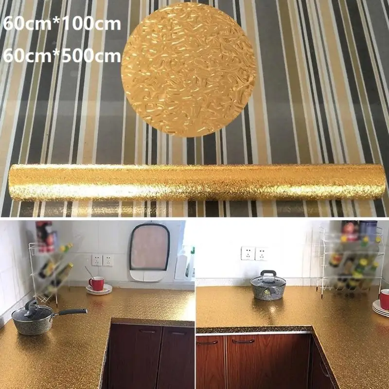Kitchen Oil-proof Self Adhesive Stickers Anti Fouling High Temperature Waterproof Aluminum Foil Wallpaper Cabinet Contact Papers