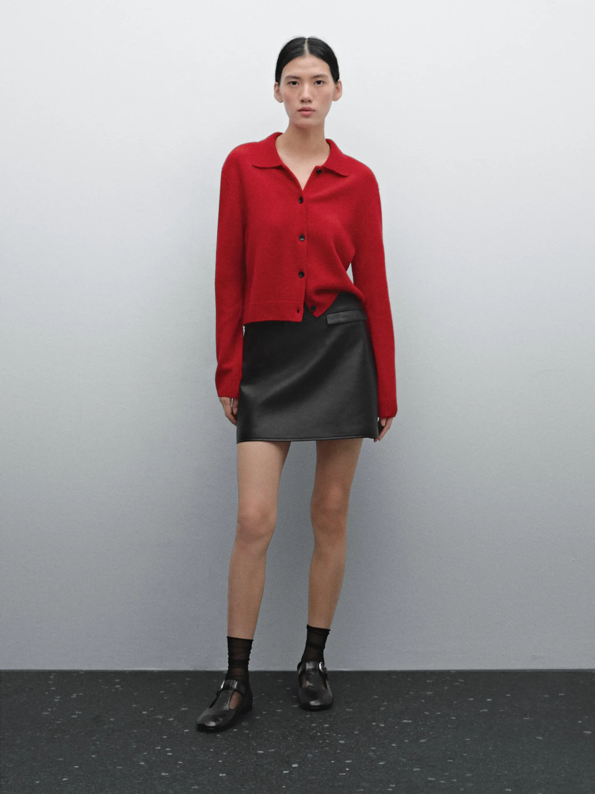 

Ethereal MD 2025 massidutti spring new style of Ladies' casual fashion Solid-color polo collar knitted cardigan