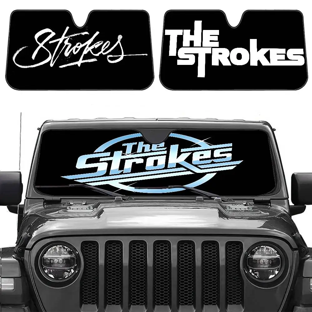 

The S-Strokes Logo Novelty Car Front Windshield Sunshade 70x130cm Cartoon Foils Car Window Windscreen Cover
