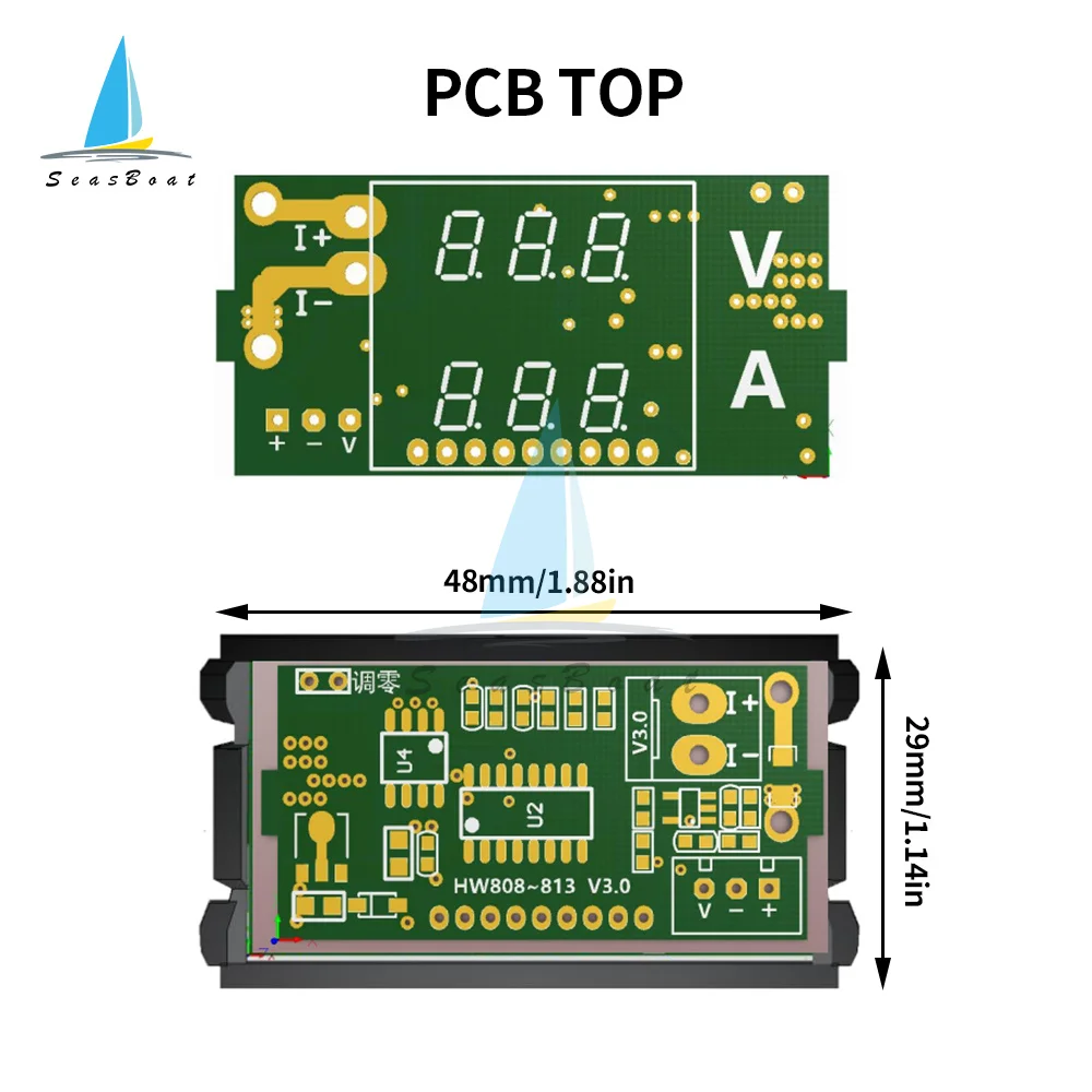 DC100V 10A 50A 100A Digital Voltmeter Ammeter Dual Display Voltage Detector Current Meter Panel Amp Volt Gauge 0.28\